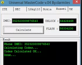 Universal Master Code Calculator